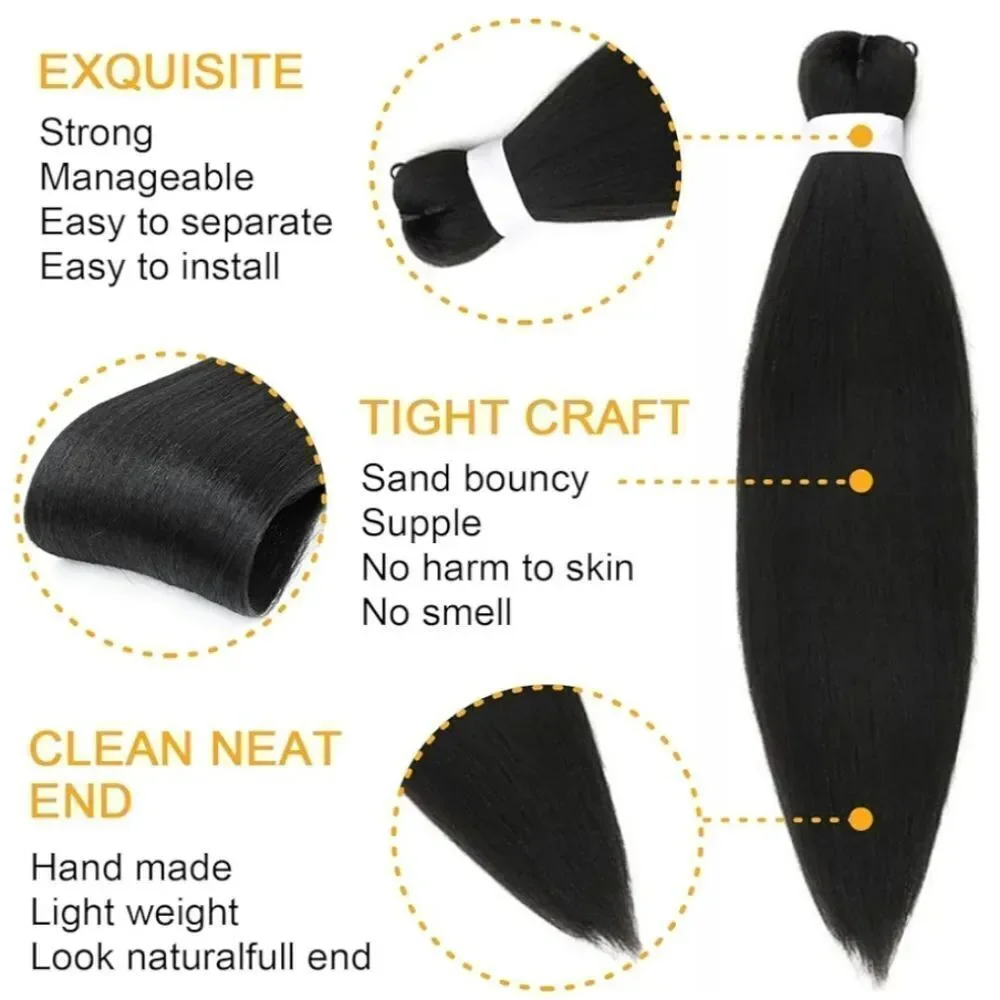 Pre-Stretched 20-Inch Quality Black Braiding Hair Extensions #3